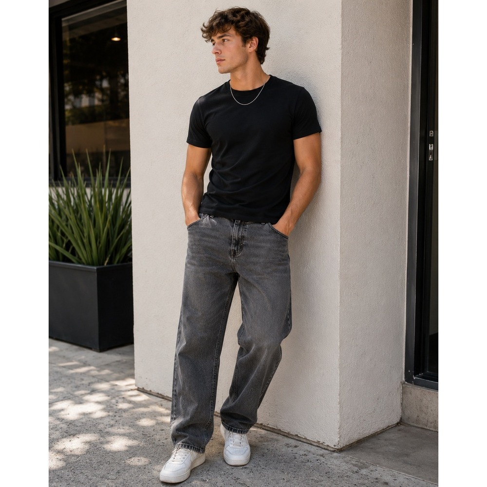 NWT Jack & Jones Men's Relaxed Jeans in Washed Black/Grey